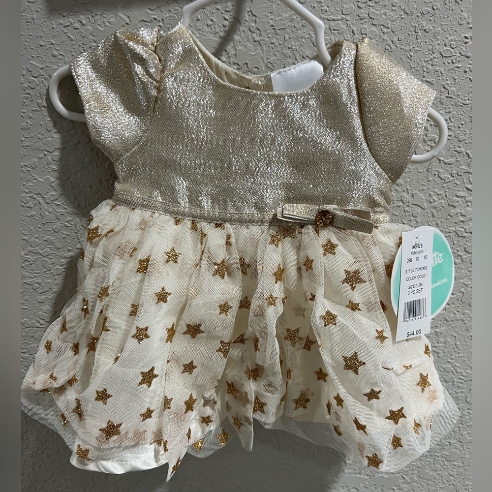 Baby girl dress 0-3 gold